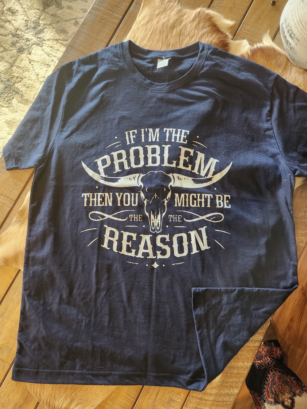 Men's Navy Graphic Tee - If I'm The Problem Design